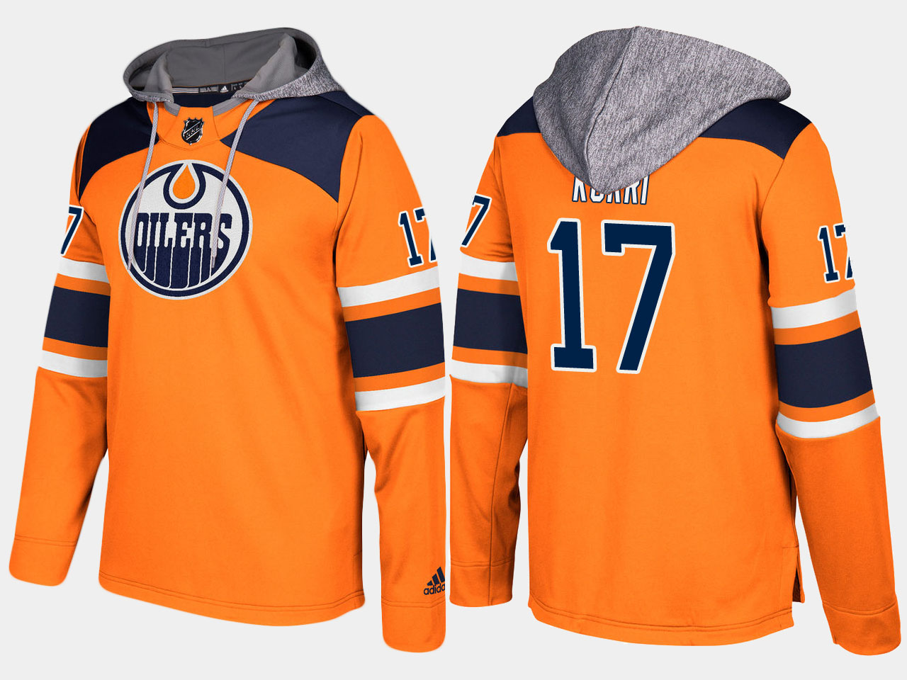 Men NHL Edmonton oilers retired #17 jari kurri orange hoodie->edmonton oilers->NHL Jersey